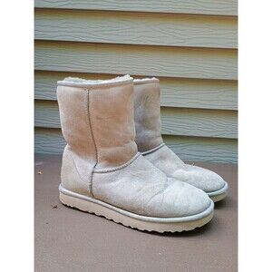 UGG Australia Womens Classic Mid Calf Boots Suede Sheepskin Chestnut Greige 9